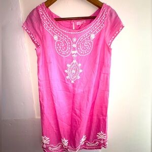 Lilly Pulitzer Pink Linen Beaded Detail Trim Dress Lined Easter Egg size 0